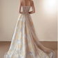 A-line Embroidered Flowers Tulle Prom Dress Stunning Evening Dress Y287