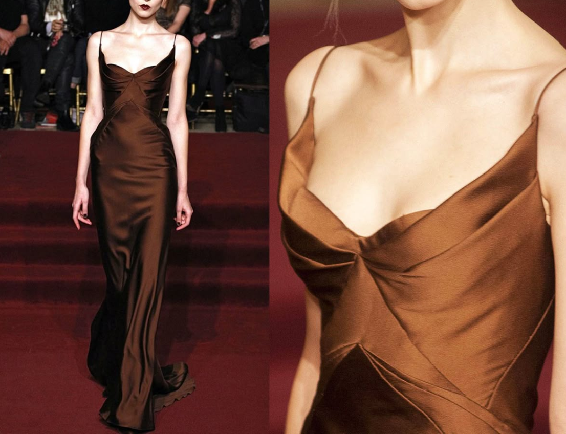 Vintage Spaghetti Straps Brown Satin Mermaid Party Dress Formal Wedding Guest Dress SP537