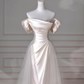 Elegant White off The Shoulder Satin Beaded Mermaid Evening Dress,Formal Prom Dress Wedding Dress Y8617