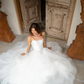 Romantic White A Line Tulle Prom Dress,Formal Wedding Dress Y8084