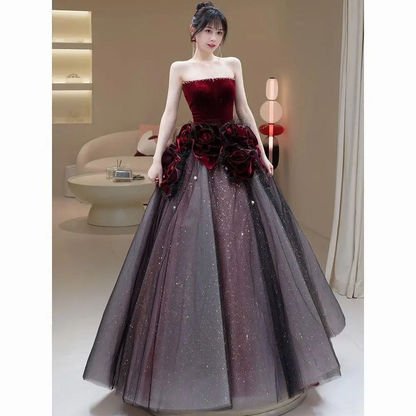 Red long prom dress ball gown evening dress classy gown Y7343