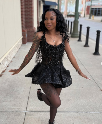 Gorgeous Black Tulle Sequin A Line Short Prom Dress Formal Homecoming Dress Birthday Outfits Y9647