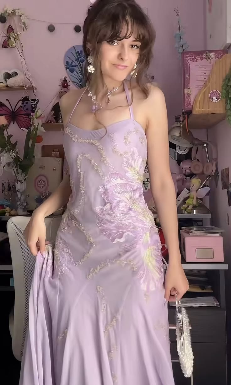 Classy Halter Purple Chiffon Beaded Mermaid Long Party Dress Birthday Prom Dress SP4303