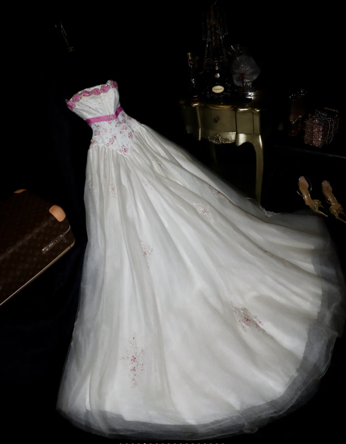 Cute White Strapless Tulle Beaded Mermaid Evening Dress Princess Birthday Prom Dress SP783