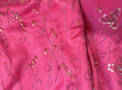 Charming Spaghetti Straps Satin Beaded Mermaid Prom Dress Hot Pink Long Party Dress SP409