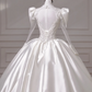 Gorgeous White Satin Lace Appliques A Line Wedding Dress,Formal Prom Dress Y8607