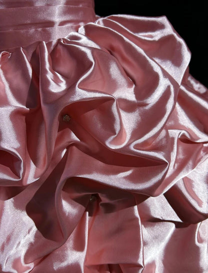 Cute Strapless Satin Pleated A Line Short 17th Birthday Outfits,Pink Short Homecoming Dress SP2925