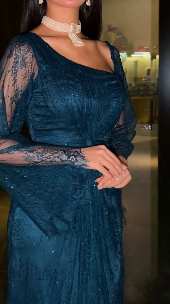 Classy Navy Blue Lace Mermaid Long Evening Dress Birthday Outfits SP845