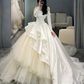 Chic A-line Long Sleeves Wedding Dress,Bridal Gown Y6789