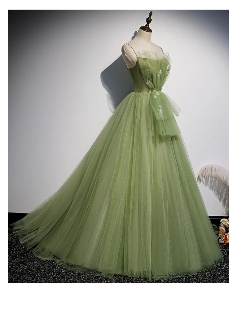Girls Formal Evening Dress Women’s Prom Dresses Party Graduation Gowns Long Green Party Dresses Y4379