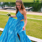 Chic Blue A-line Prom Dress,Blue Formal Gown Y6373