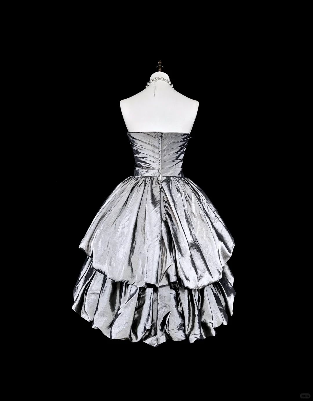 Fashion Silver Satin Pleated A Line Short 6th Grade Homecoming Dress,Strapless Mini Prom Dress SP3397