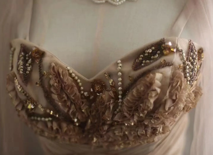 Retro Spaghetti Straps Chiffon Beaded Mermaid Prom Dress Long Evening Dress SP850