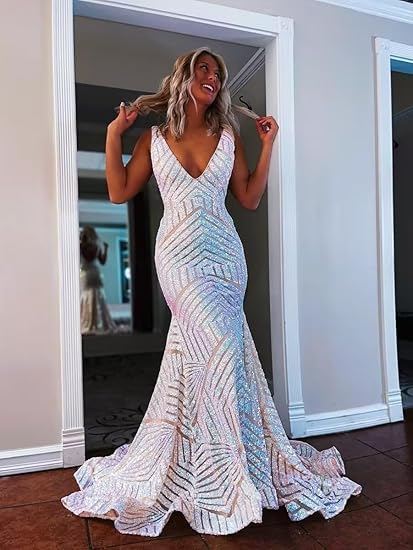 Elegant V Neck Sexy Sleeveless Mermaid Prom Dress,Orange Evening Dress  Y5188