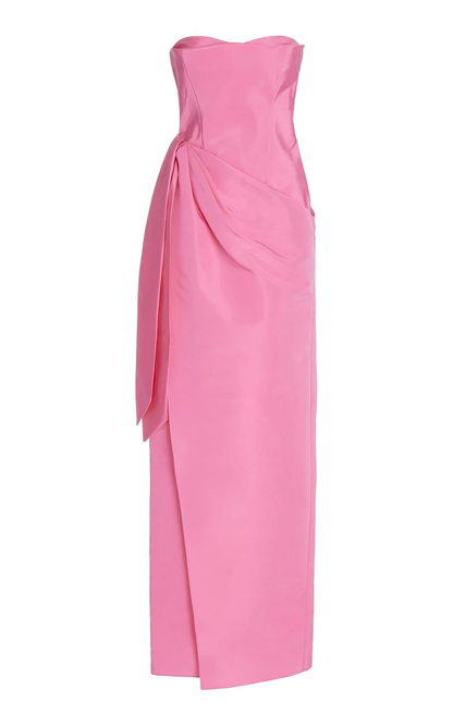 Elegant Strapless Pink Floor Length Prom Dress Evening Dress Y8406