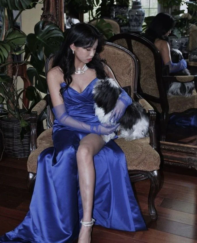 Elegant Blue Satin Long Evening Dress,Pageant Dress Y2621