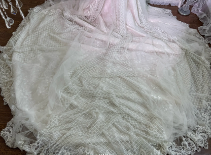 Beautiful White Off The Shoulder Tulle Lace Beaded Mermaid Long Wedding Dress SP1462