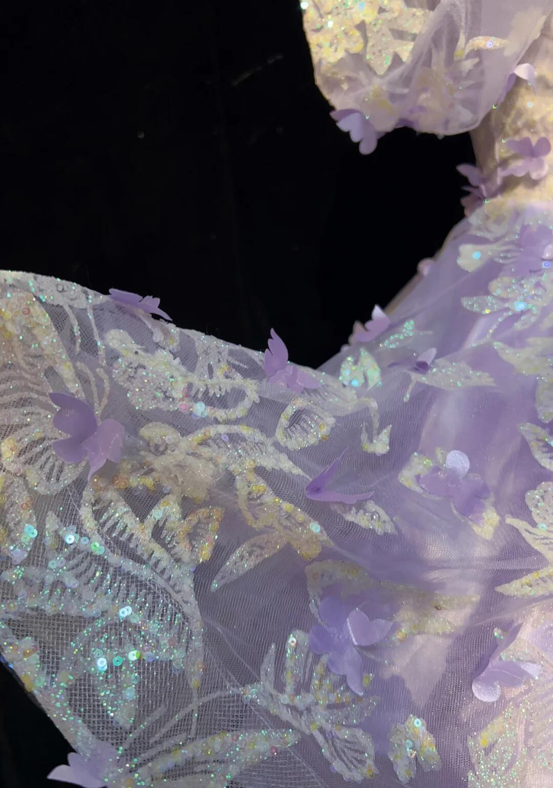 Charming Lavender Tulle Sequin Butterflies A Line Short Graduation Homecoming Dress,Short 16th Birthday Outfits SP2920