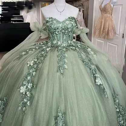 Women's Spaghetti Quinceanera Ball Gown Lace Applique for Sweet 15 16 Dresses Y3038