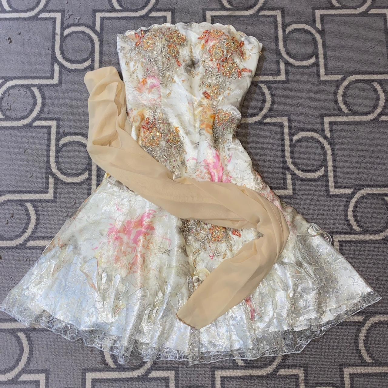 Cute Strapless Apricot Lace A Line Short Homecoming Dress Birthday Outfits Y9716