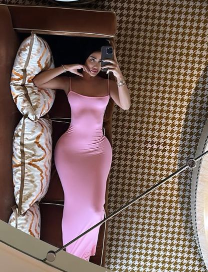 Light Skims Pink Bodycon Dress,Sexy Light Pink Evening Dress,Light Pink Maxi Dress Y4094