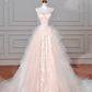 Classy Light Pink Tulle ALine Wedding Dress,Formal Prom Evening Dress Y8623