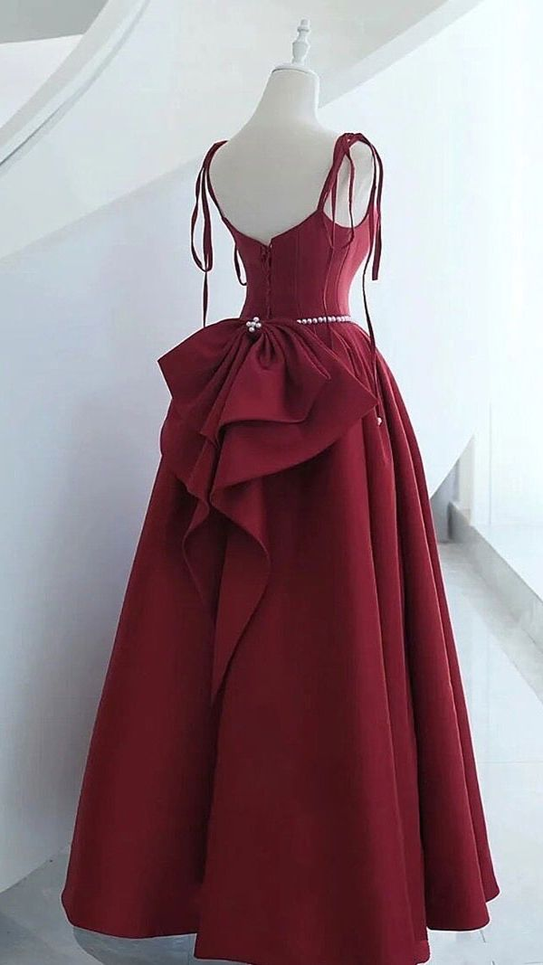 Sleeveless Evening Dress Satin A-Line Spaghetti Strap Square Collar Floor-Length Backless Formal Party Prom Gowns  Y4989