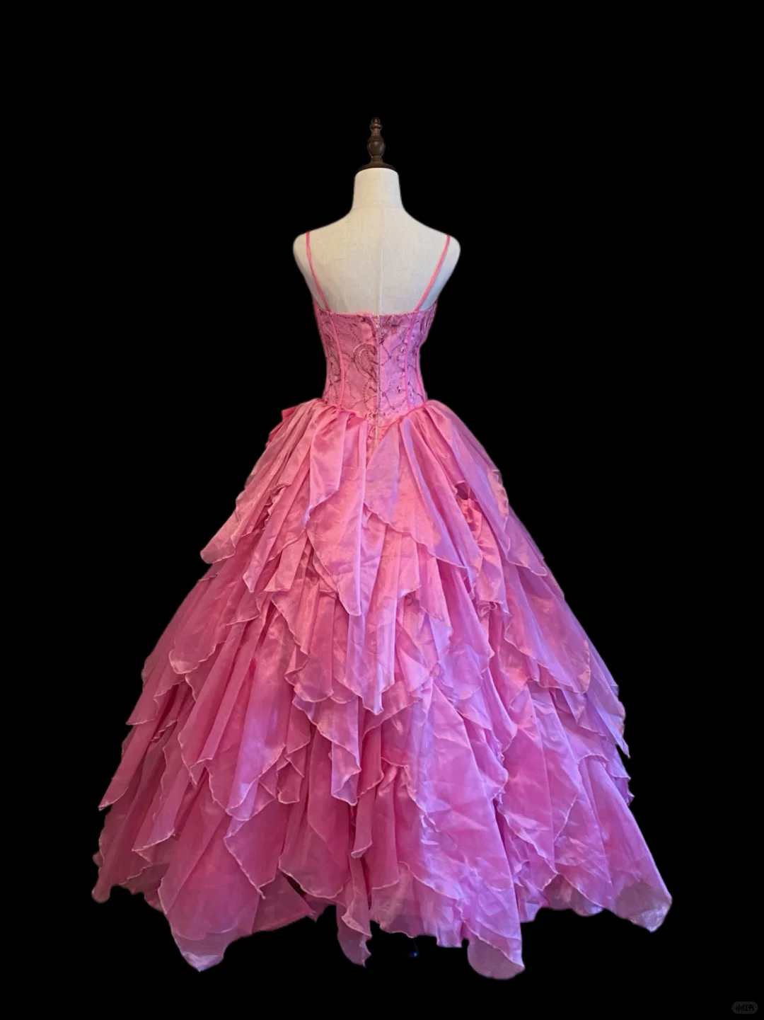 Elegant Spaghetti Straps Pink Tulle Beaded Long Party Dress Evening Dress With Bow SP4093