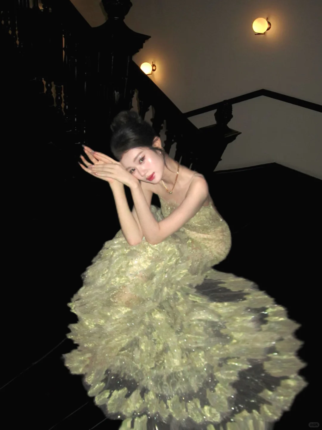 Pretty Spaghetti Straps Green Tulle Lace Mermaid Long Party Dress Prom Dress SP4153