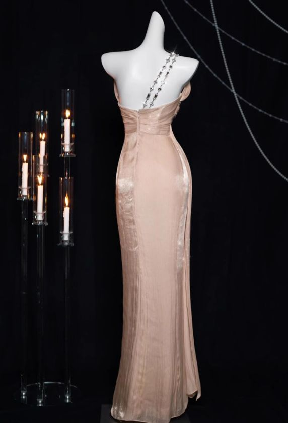 Pretty Pink One Shoulder Sheath Prom Evening Dress Y8199