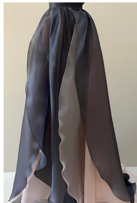 Black A-line Tulle Ruffle Prom Dress,Formal Gown Y4613