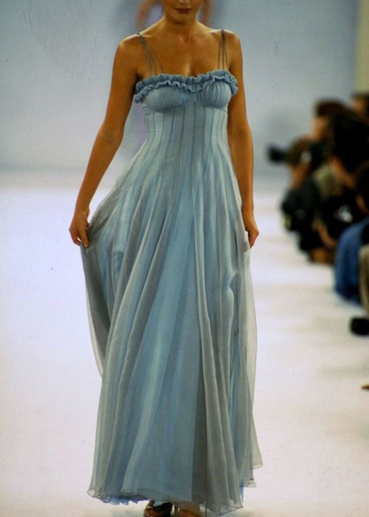 Vintage Spaghetti Straps Tulle Evening Dress,A Line Prom Dress Y8191