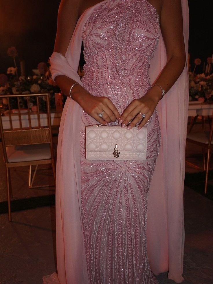 Pretty Strapless Pink Chiffon Sequin Beaded Mermaid Long Party Dress Birthday Prom Gown SP583