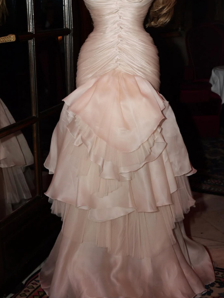 Classy Sweetheart Neck Pink Pleated Organza Layered Mermaid Evening Dress Long Birthday Prom Dresses SP1020