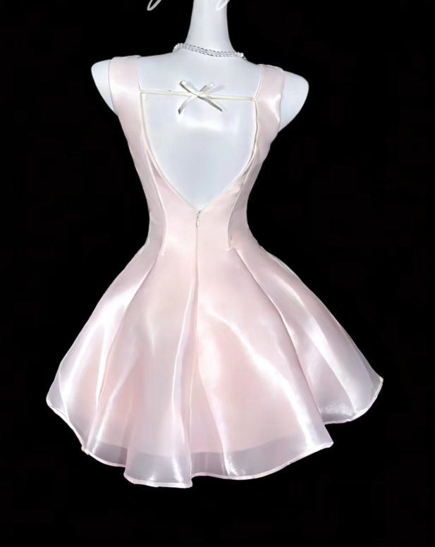 Pretty Spaghetti Straps Tulle Short Prom Dress,Pink A Line Short 8th Grade Homecoming Dress SP3498