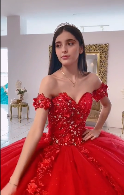 Most Beautiful Luxurious Red Tulle Quinceanera Dress,Sweet 15 Dress,Red Ball Gown Y1209