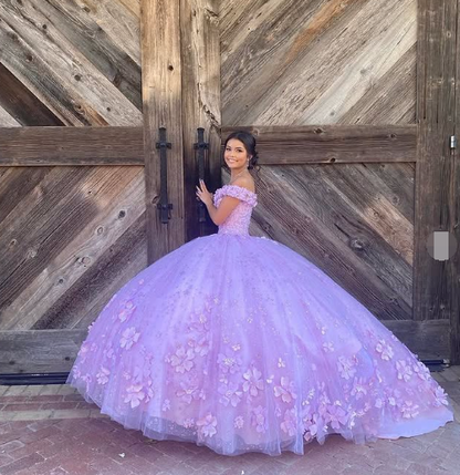 Luxurious Lavender Off The Shoulder Ball Gown,Sweet 16 Dress,Princess Dress Y7182
