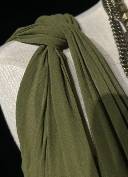 Vintage Olive Green Olive Green V Neck Chiffon Pleated Long Evening Dress Birthday Dress SP1958
