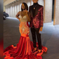 New Arrival Orange Mermaid Prom Dresses Black Girls Formal Party Dress Y66