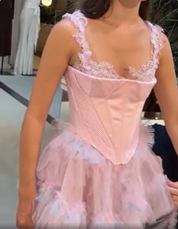Shining Blushing Halter Sleeveless A Line Lace Tulle Ruffles Short Prom Dress Pink Short Homecoming Dress SP3801