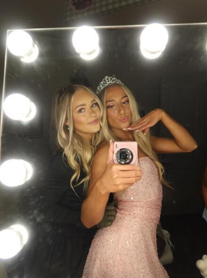 Sparkly Pink Strapless Sequin A Line Short Homecoming Dress,Formal Mini 19th Birthday Outfits SP3296