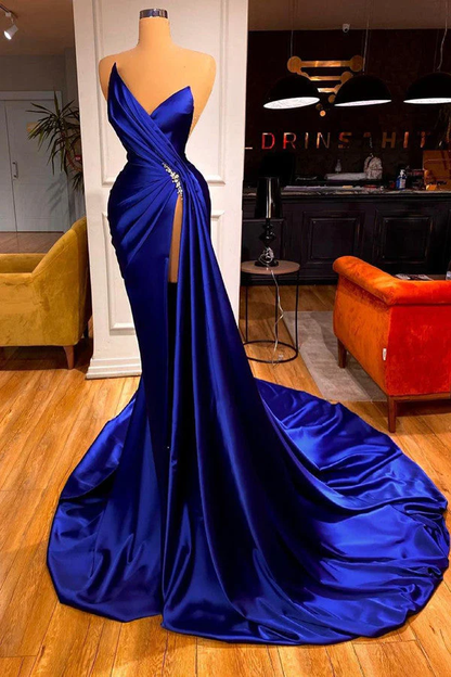 Elegant Modest Royal Blue Evening Dresses Y4193