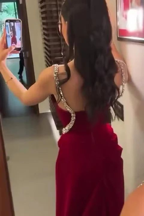 Charming Spaghetti Straps Red Satin Beads Slit Long Prom Dresses Mermaid Evening Dress SP1007