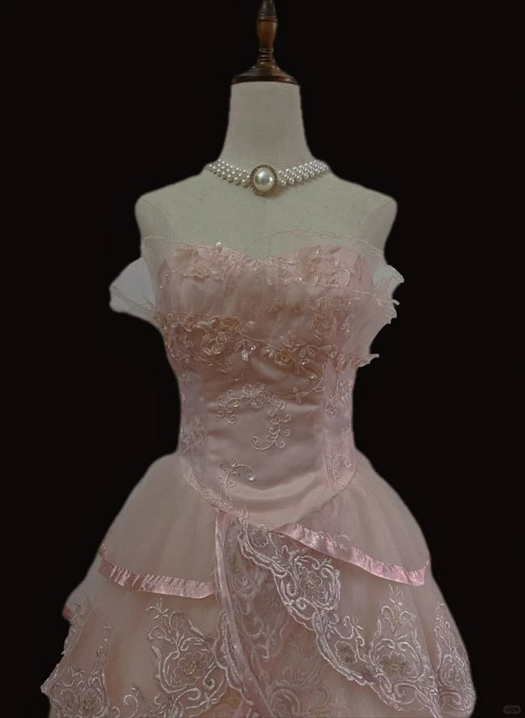 Pink Tulle With Lace Princess Party Dress, Cute Strapless Birthday Evening  Dress Y8750