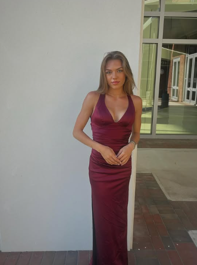 Strappy-Back Satin Evening Gown Charming Formal Gown Y2927