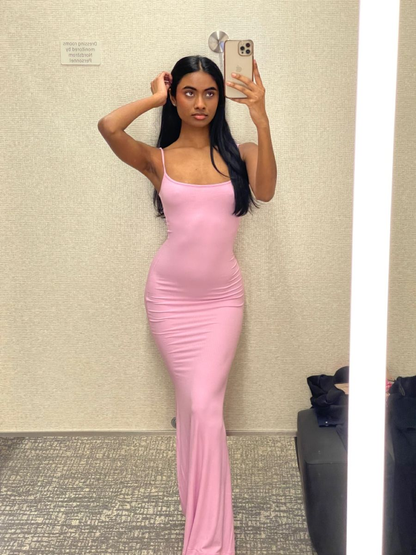 Light Skims Pink Bodycon Dress,Sexy Light Pink Evening Dress,Light Pink Maxi Dress Y4094