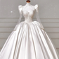 Gorgeous White Satin Lace Appliques A Line Wedding Dress,Formal Prom Dress Y8607