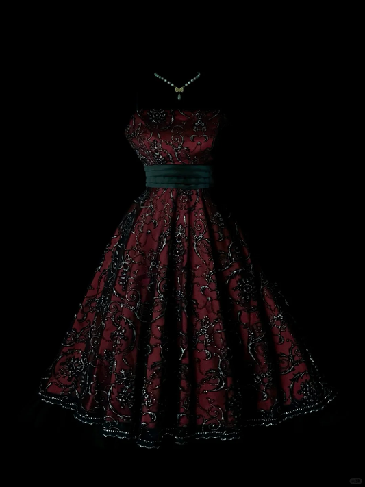 Vintage Burgundy Strapless Satin Lace A Line Short Homecoming Dress Cocktail Dress SP4069