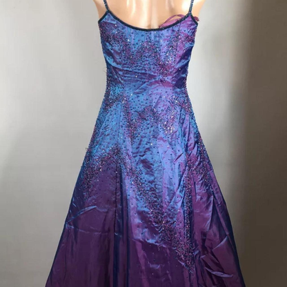 Gorgeous Purple Beaded A Line Evening Gown Spaghetti Straps Party Prom Dress Y7955