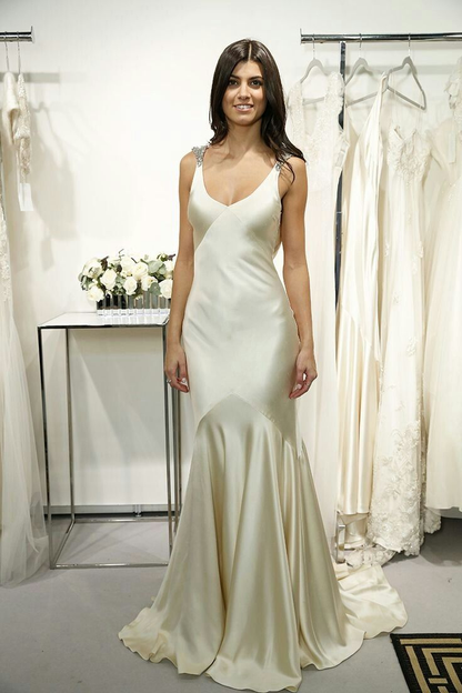 Elegant V Neck Memaid Evening Gown Satin Long Prom Dress With Beading Y7941